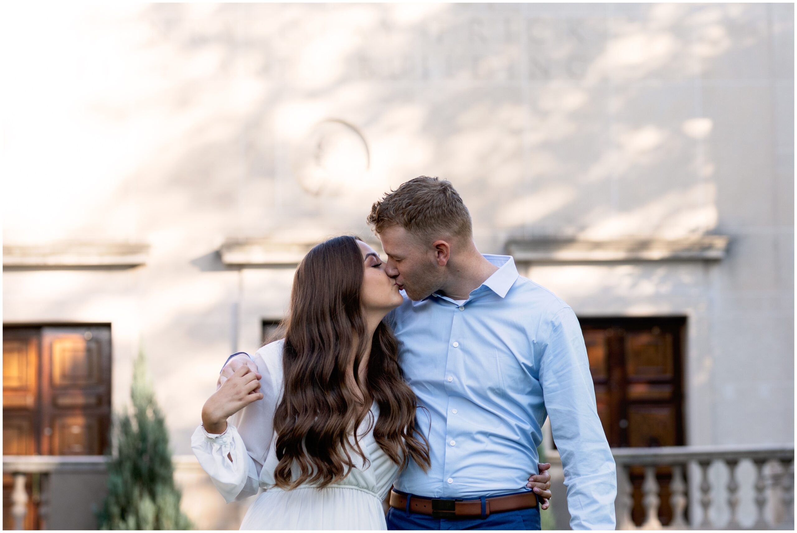 Oakland Pittsburgh Engagement Session - Frick Fine Arts Building Engagement Session - Mellon Institute Library Oakland Columns - Pittsburgh Engagement Session photographed by Wedding Photographer Acevedo Weddings