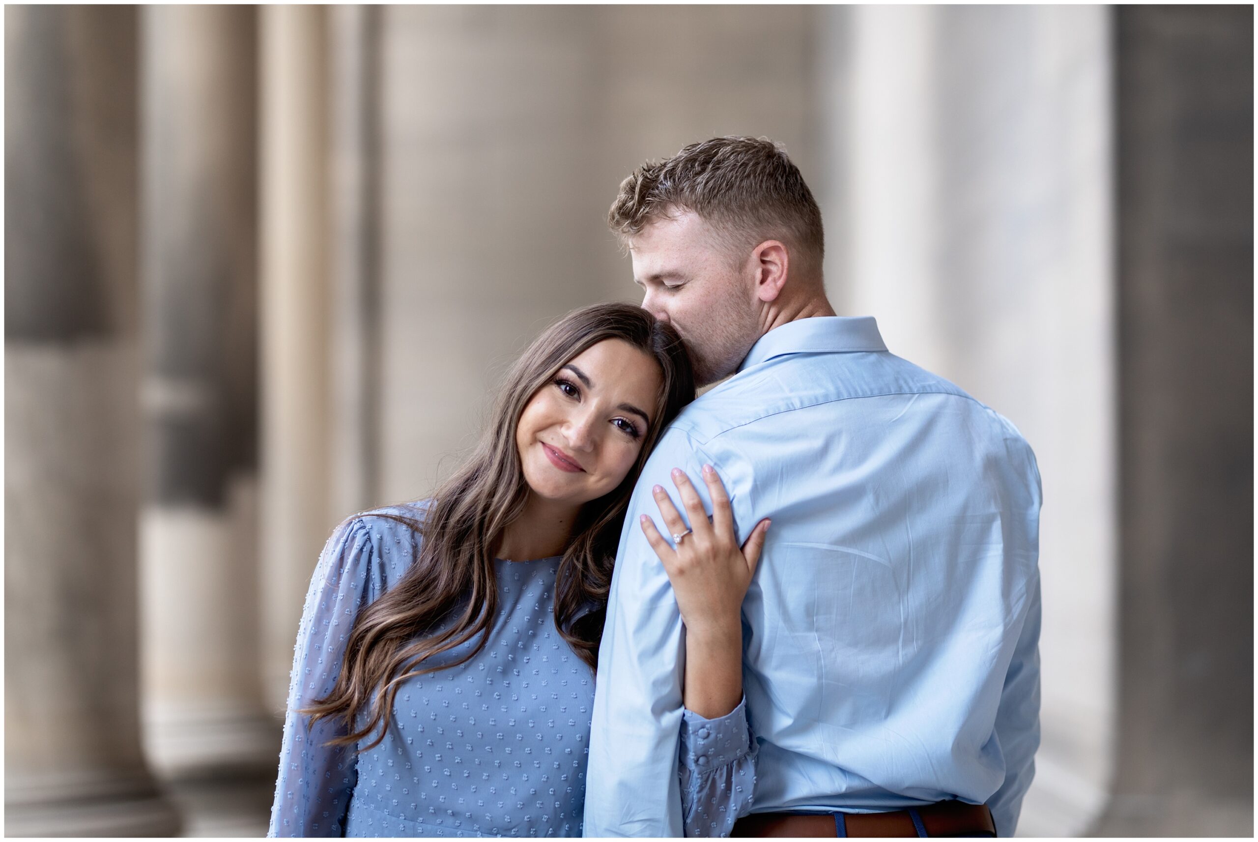 Oakland Pittsburgh Engagement Session - Frick Fine Arts Building Engagement Session - Mellon Institute Library Oakland Columns - Pittsburgh Engagement Session photographed by Wedding Photographer Acevedo Weddings